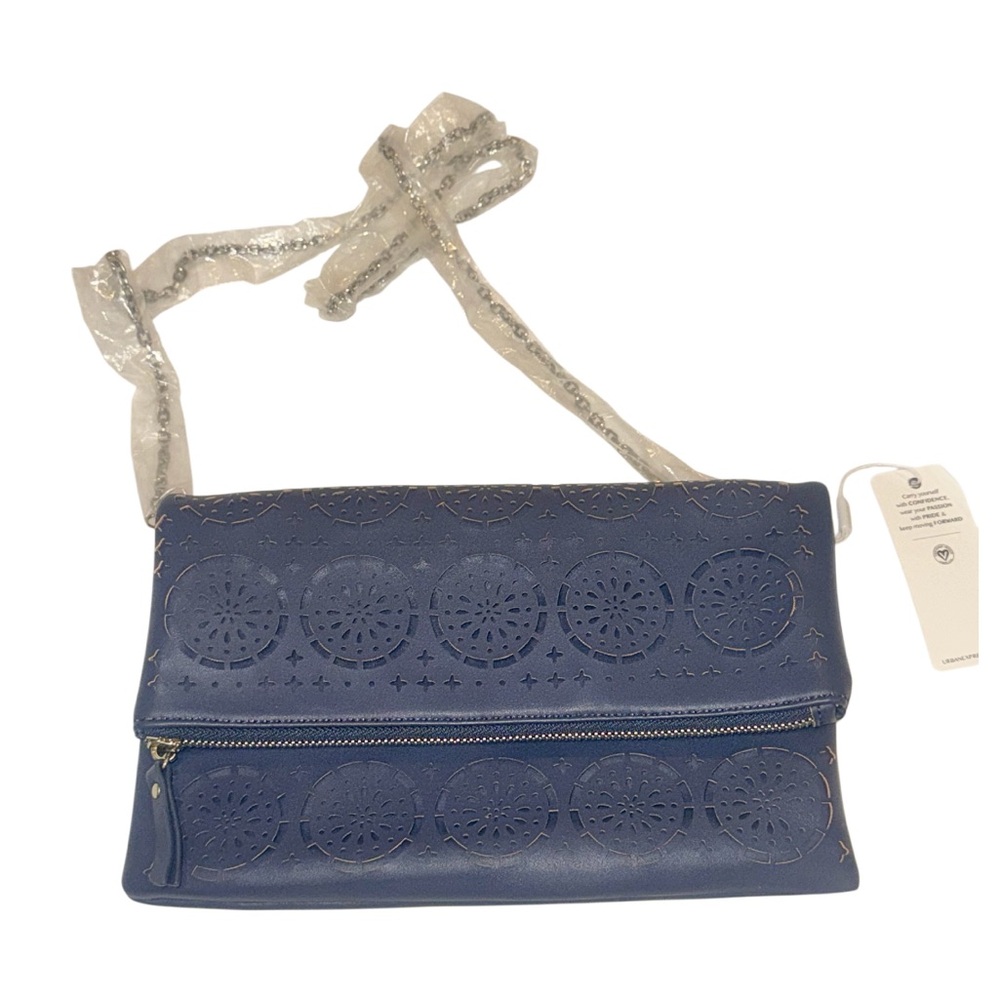 NEW NWT URBAN EXPRESSIONS BLUE LASER CUT Blue crossbody chain purse bag